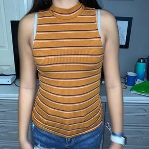gold striped halter top